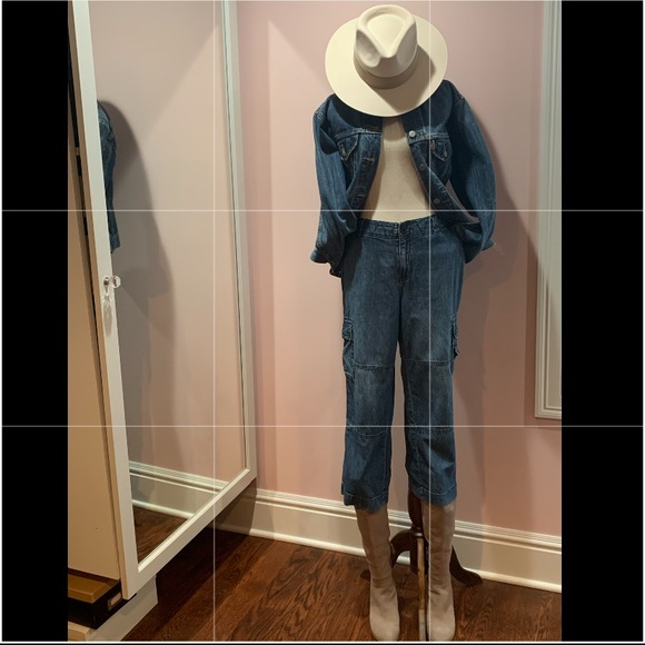 RALPH LAUREN LAUREN VINTAGE CARGO FALRE WIDE-LEG JEANS SIZE 10 SOFT 100% COTTON - Picture 7 of 7